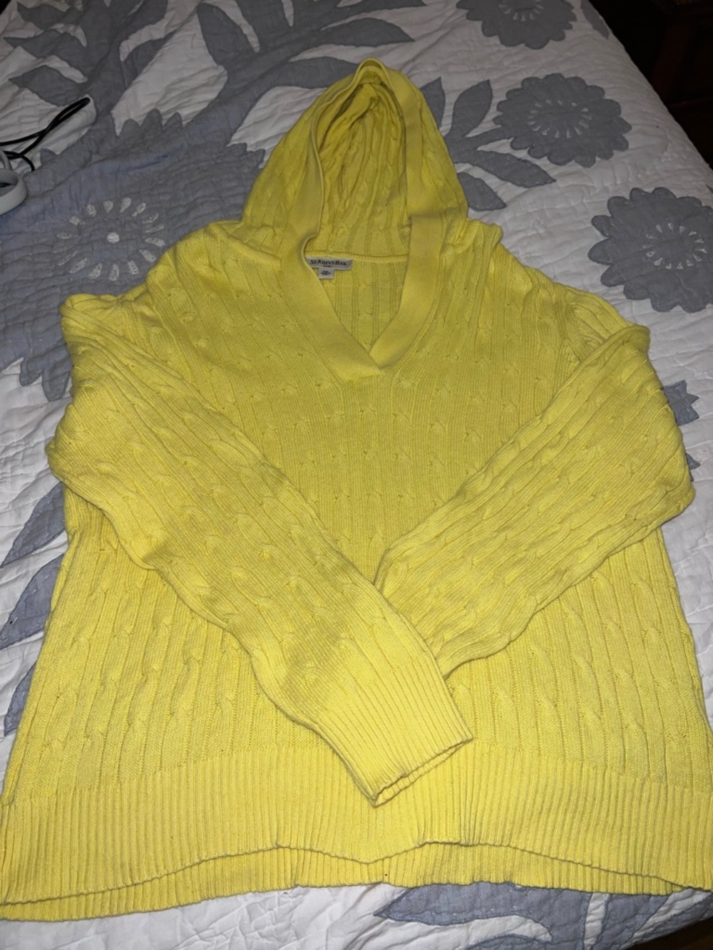St. John's Bay Yellow Cable-Knit Hooded Sweater